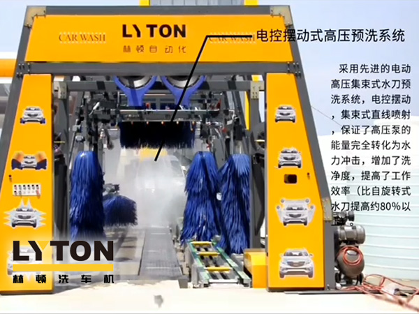 林頓電腦洗車機電控擺動式高壓預洗系統——電動高壓集束式水刀預洗系統、電動擺動、集束式直線噴射